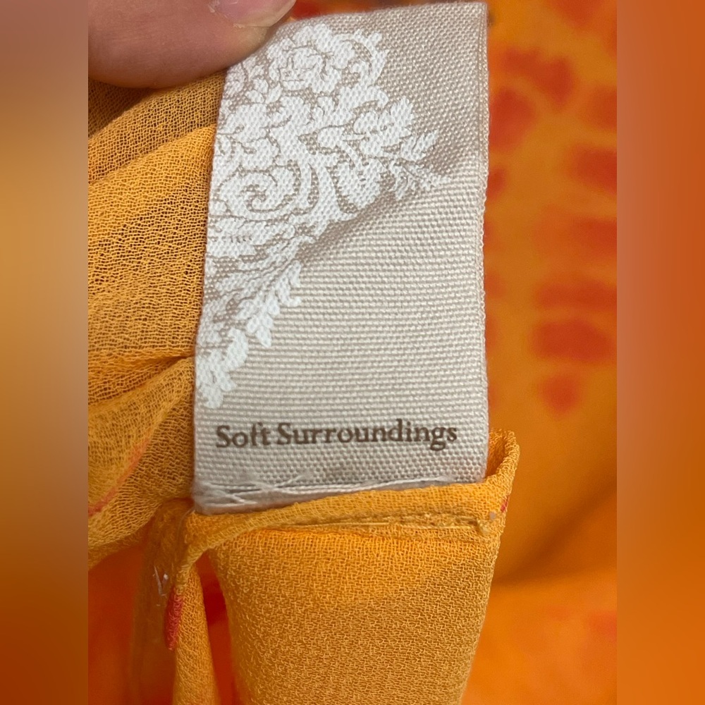Soft Surroundings Kaftan Dress Large Sequined Beaded Orange Tie Dye Cover-Up 3XL - Picture 10 of 10